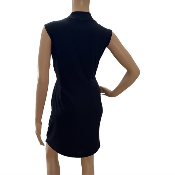 WORTHINGTON PETITE STRETCH DRAPED WRAP BODYCON BLACK DRESS SIZE‎ PM - Picture 4 of 12